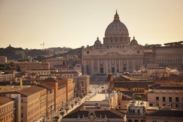 St Peters Basilica at sunset in Vatican City