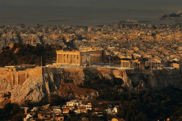 Athénské panorama z Mt Nikósie — Stock fotografie