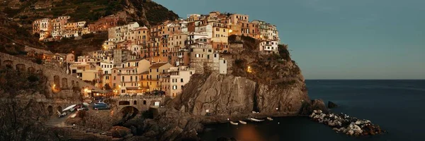 Manarola in Cinque Terre night panorama — Stock Photo, Image