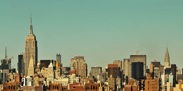 New York City skyscrapers urban view.