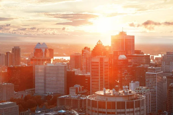 Montreal gün doğumu şehir silüeti — Stok fotoğraf