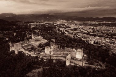 Granada Alhambra aerial view at night