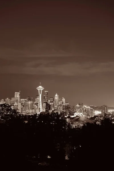 Seattle city skyline night — Stock Photo, Image