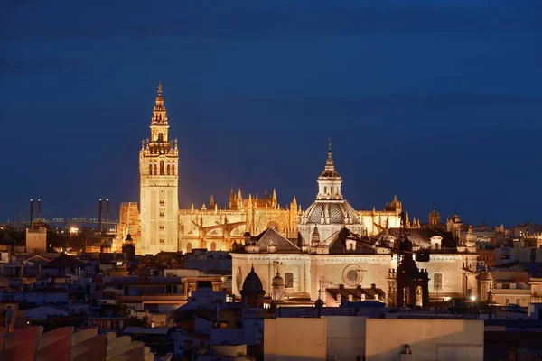 Seville night rooftop view — Stockfoto