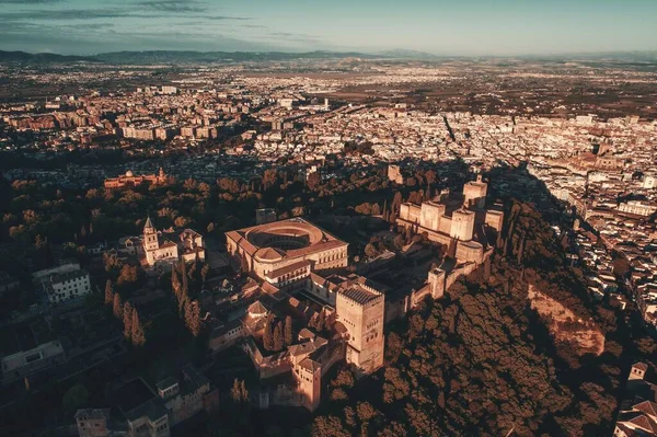 Grenade Alhambra vue aérienne lever de soleil — Photo