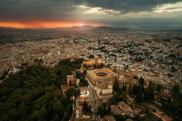 Granada Alhambra aerial view sunrise — Stockfoto