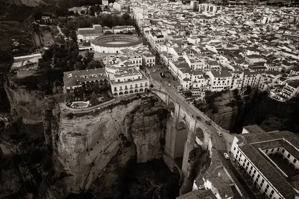 Nový letecký pohled na most v Rondě — Stock fotografie