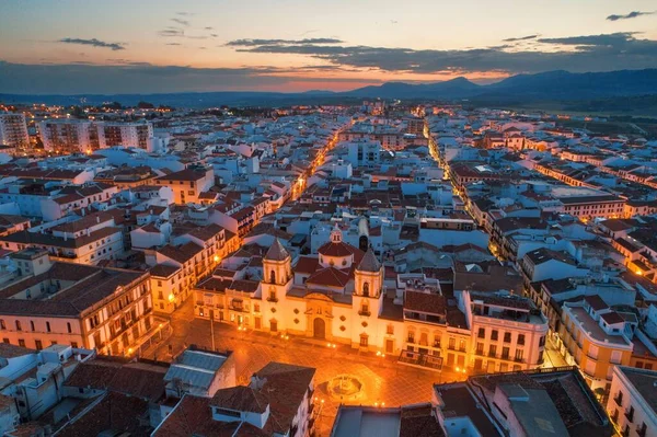 Ronda vista aérea noite — Fotografia de Stock