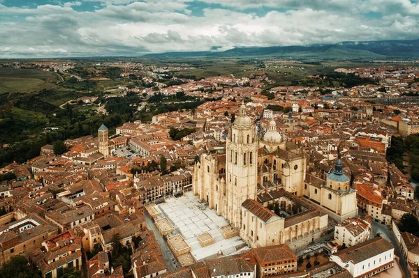 Vzdušný pohled katedrály Segovia — Stock fotografie