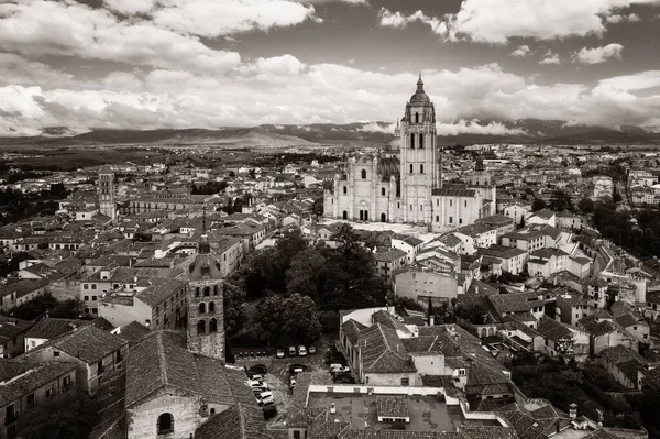 Vzdušný pohled katedrály Segovia — Stock fotografie