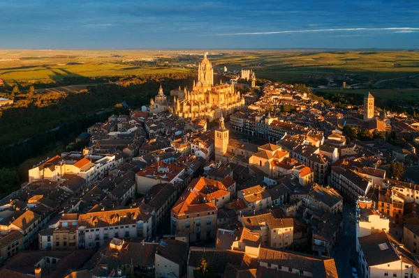 Segovia Καθεδρικός ναός εναέρια θέα ανατολή — Φωτογραφία Αρχείου