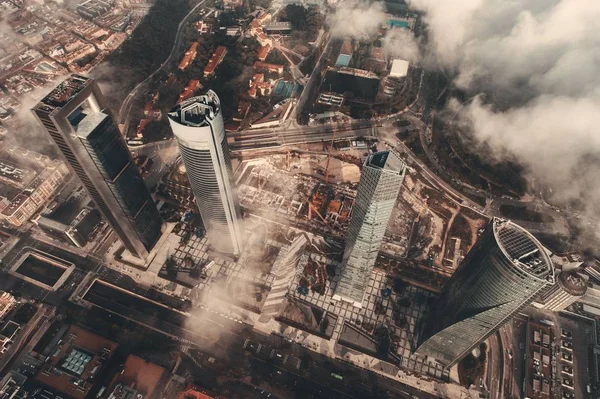 Madryt Financial Business District widok z lotu ptaka — Zdjęcie stockowe