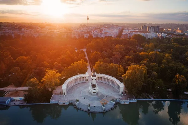 Parc Madrid El Retiro vue aérienne — Photo