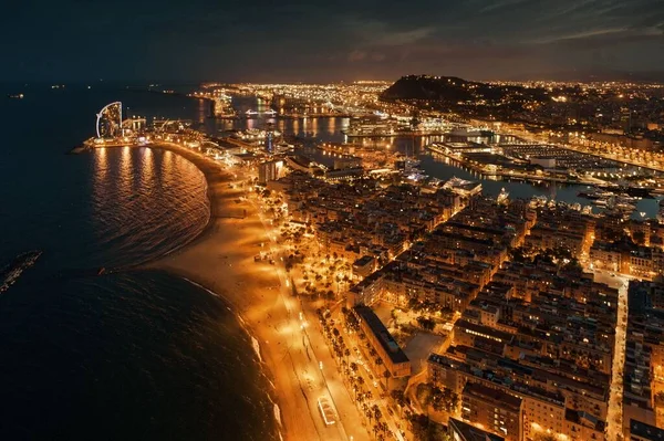 Barcelona noche de costa — Foto de Stock