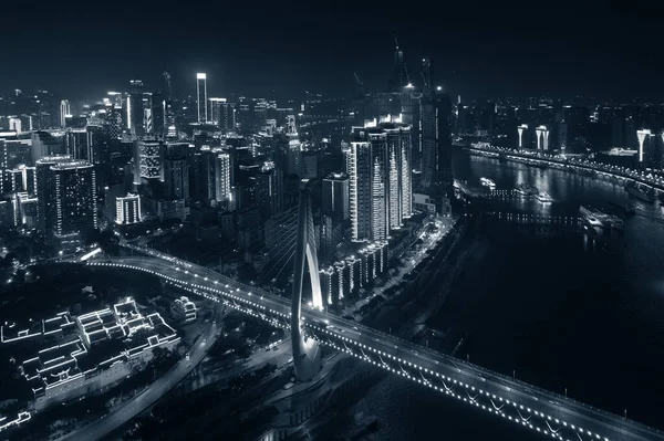 Chongqing Brücke Nacht Antenne — Stockfoto