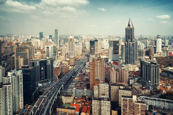 Luchtfoto van Shanghai — Stockfoto