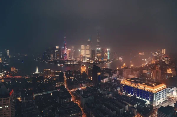 Shanghai antenn nattvisning — Stockfoto