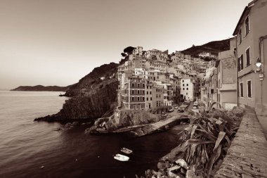 Riomaggiore waterfront siyah beyaz