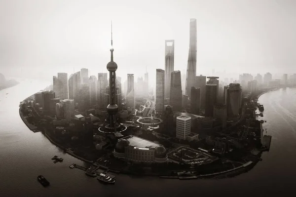 Shanghai Pudong üzleti negyed a város légifelvételek — Stock Fotó