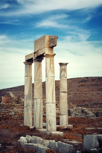 Filar w zabytkowe ruiny w Delos — Zdjęcie stockowe