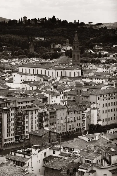Florença skyline vista telhado preto e branco — Fotografia de Stock