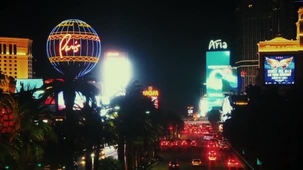 Las Vegas Strip straat nacht — Stockvideo