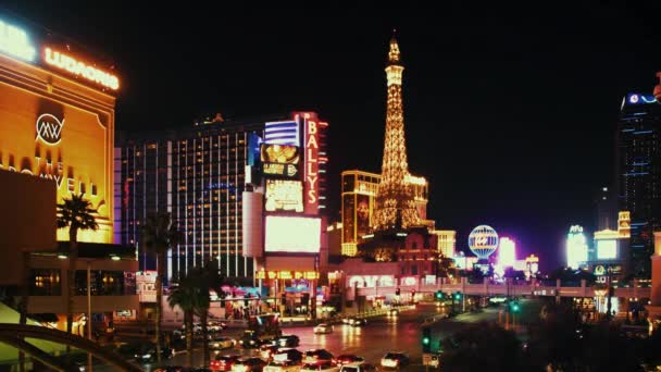 Las Vegas Strip street night — Stockvideo