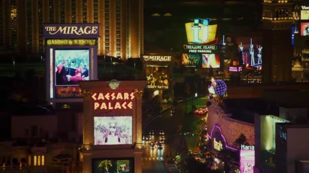 Las Vegas Strip straat nacht — Stockvideo