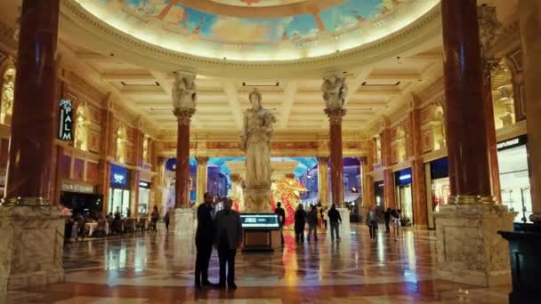 凯撒宫拉斯维加斯酒店和赌场内部 — 图库视频影像