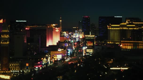 Las Vegas Strip vista noturna — Vídeo de Stock