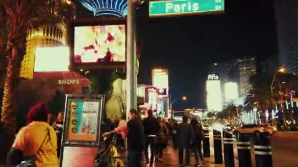 Las Vegas Strip straat nacht — Stockvideo