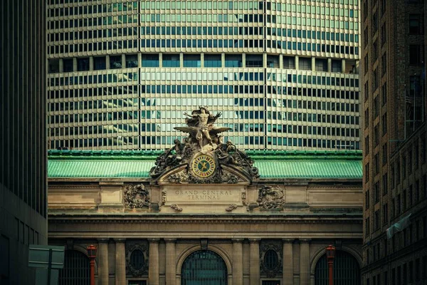 Detailní Pohled Sochu Grand Central Terminal Station New Yorku — Stock fotografie