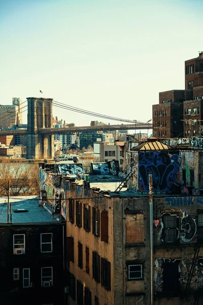 Downtown Edifícios Antigos Vista Close Nova York — Fotografia de Stock