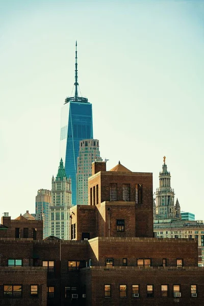 Grupo Edifícios Arranha Céus Centro Cidade Nova York — Fotografia de Stock