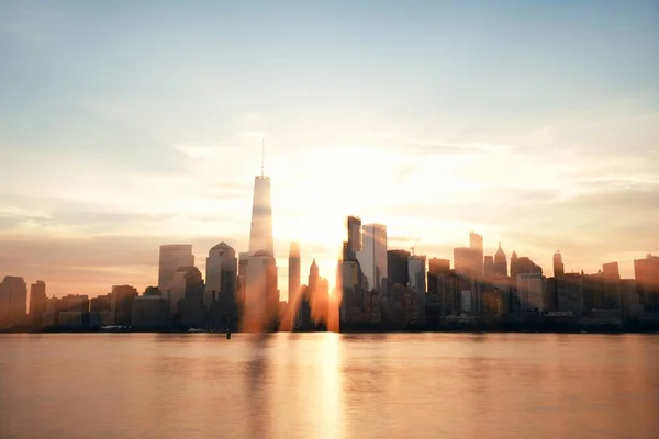 Nowy Jork Panorama Miasta Widok Miejski Wschodzie Słońca Architekturą Historyczną — Zdjęcie stockowe