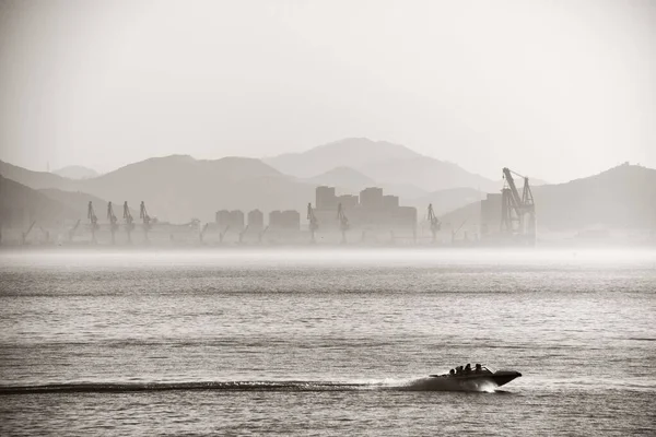 Tekne Xiamen Şehri Fujian Çin Ufuk Çizgisi — Stok fotoğraf