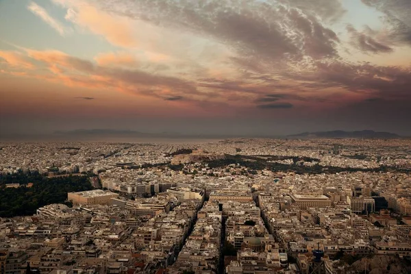 Sonnenaufgang Athen Vom Lykavitos Berg Mit Akropolis Griechenland — Stockfoto