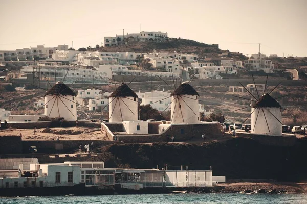 Moulin Vent Comme Célèbre Point Repère Île Mykonos Grèce — Photo