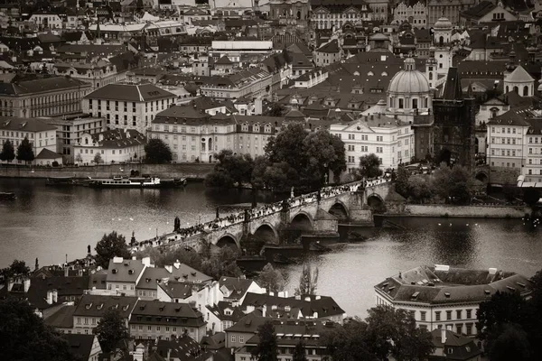 Prague Skyline Bridge River Czech Republic — Stock Photo, Image