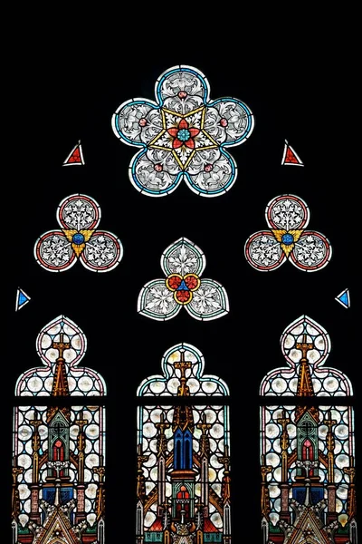 Stain Glas Mönster Prag Tjeckien — Stockfoto