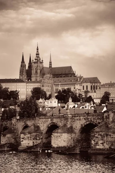 Praha Panorama Most Přes Řeku České Republice — Stock fotografie