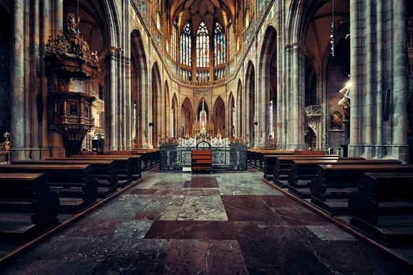 Veduta Interna Della Cattedrale San Vito Nel Castello Praga Repubblica — Foto Stock