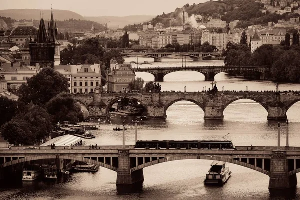 Prague Skyline Pont Sur Rivière République Tchèque — Photo