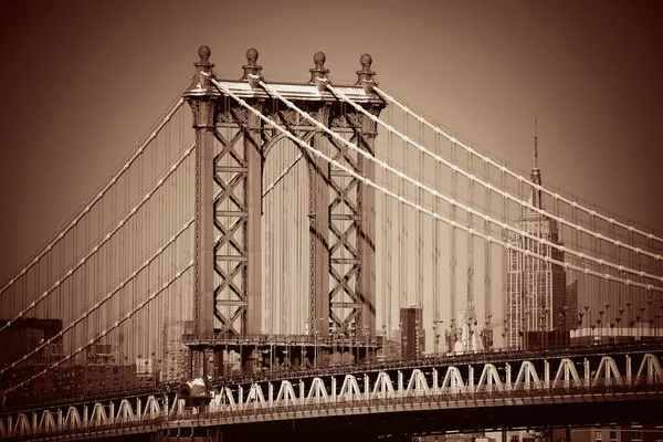 Manhattan Bridge Van Dichtbij New York City — Stockfoto