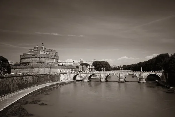 Castel Sant Angelo Στην Ιταλία Ρώμη Και Γέφυρα Πάνω Από — Φωτογραφία Αρχείου