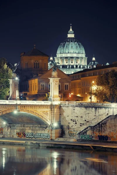 Sungai Tiber Roma Dengan Vatikan Peters Basilica Dan Ponte Vittorio — Stok Foto