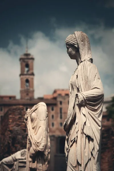 Rome Forum Ruins Historical Buildings Statue Garden Italy — Stock Photo, Image