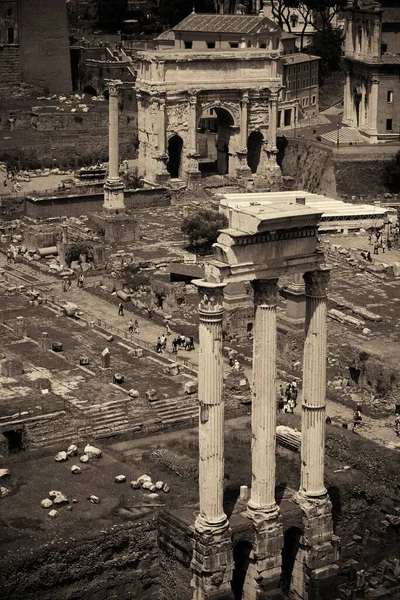 Kolumner Rom Forum Med Ruiner Historiska Byggnader Italien — Stockfoto
