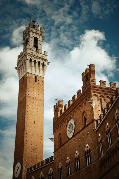 Prefeitura Bell Tower Close Siena Itália — Fotografia de Stock