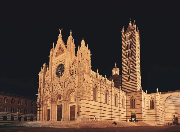 Siena Catedral Primer Plano Como Famoso Hito Ciudad Medieval Por —  Fotos de Stock